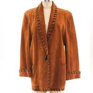 Vintage Cedars Cognac Suede Whipstitch Jacket